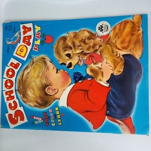 Vintage 1962 Merrill Company 'School Day Play' Coloring Book For Kids